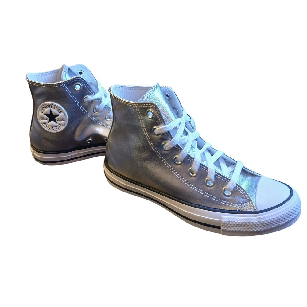 Converse Chuck Taylor All Star Hi Metallic Granite Silver Womens 7.5 A14875C New - Picture 2 of 12